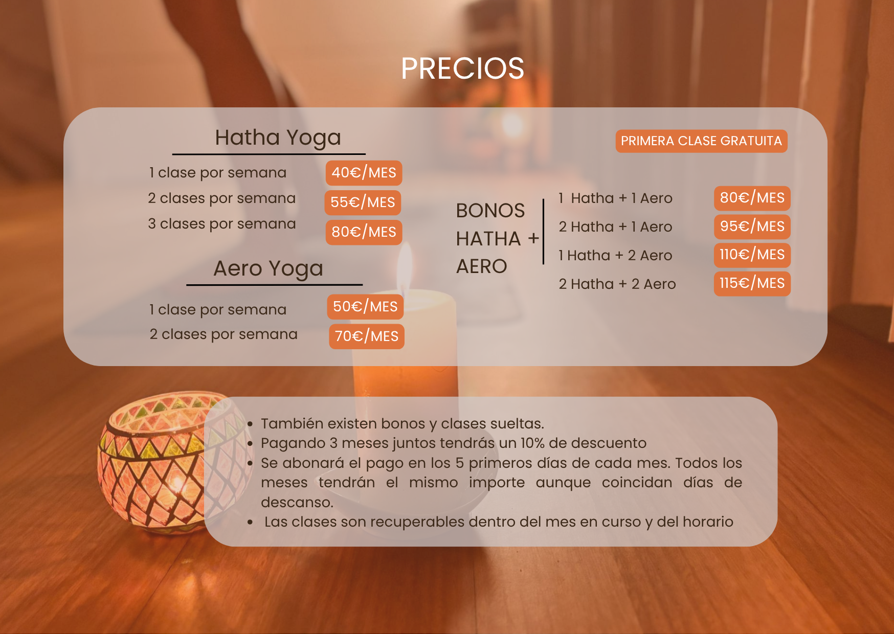 horarios y tarifas nelyyoga